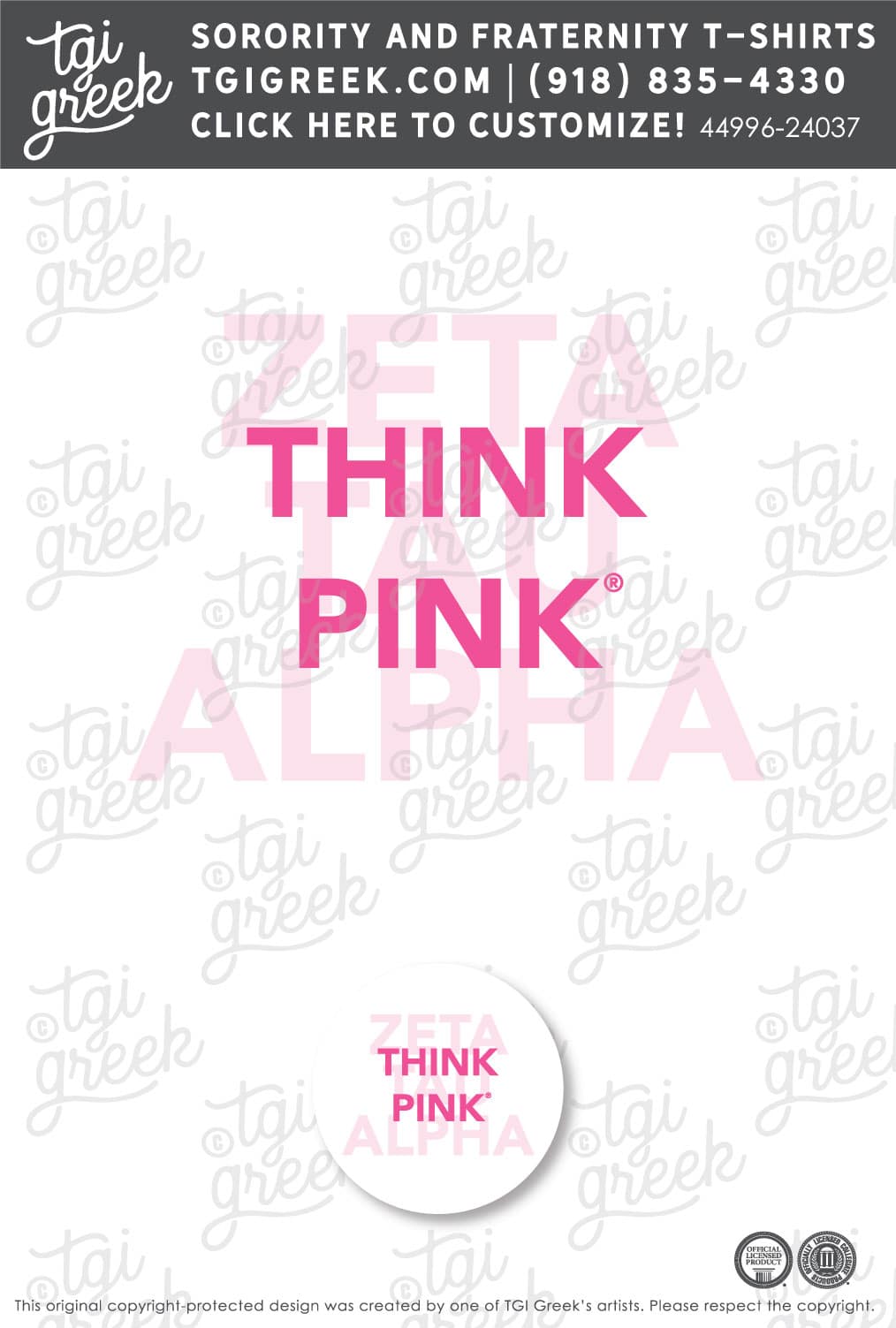 Zeta Tau Alpha – COSU Think Pink Sticker