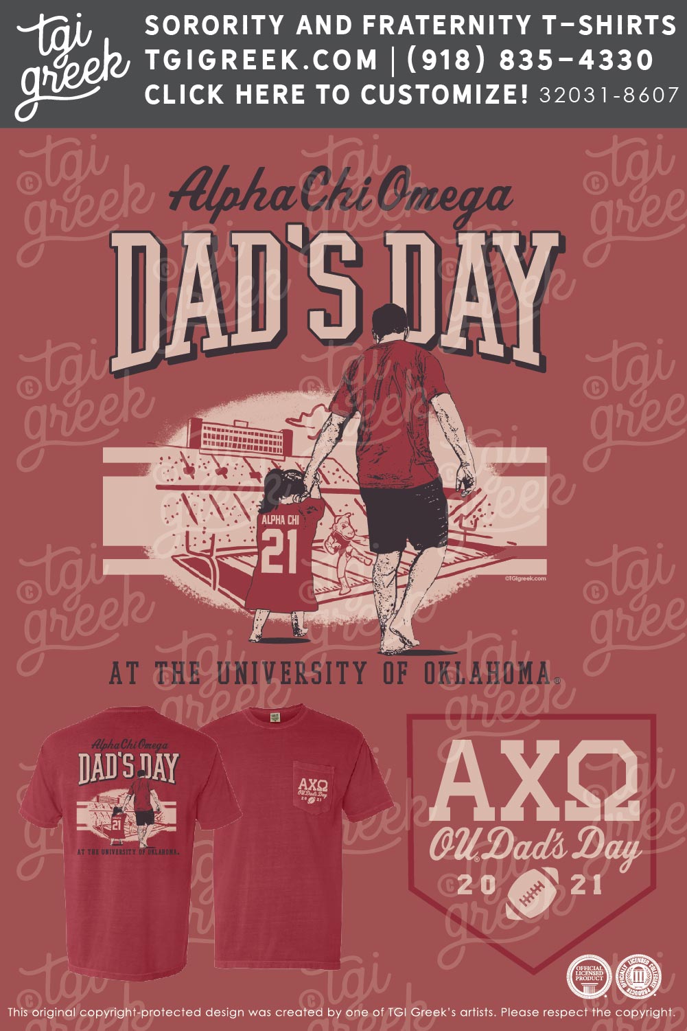 Alpha Chi Omega – Dads Day Tee Red
