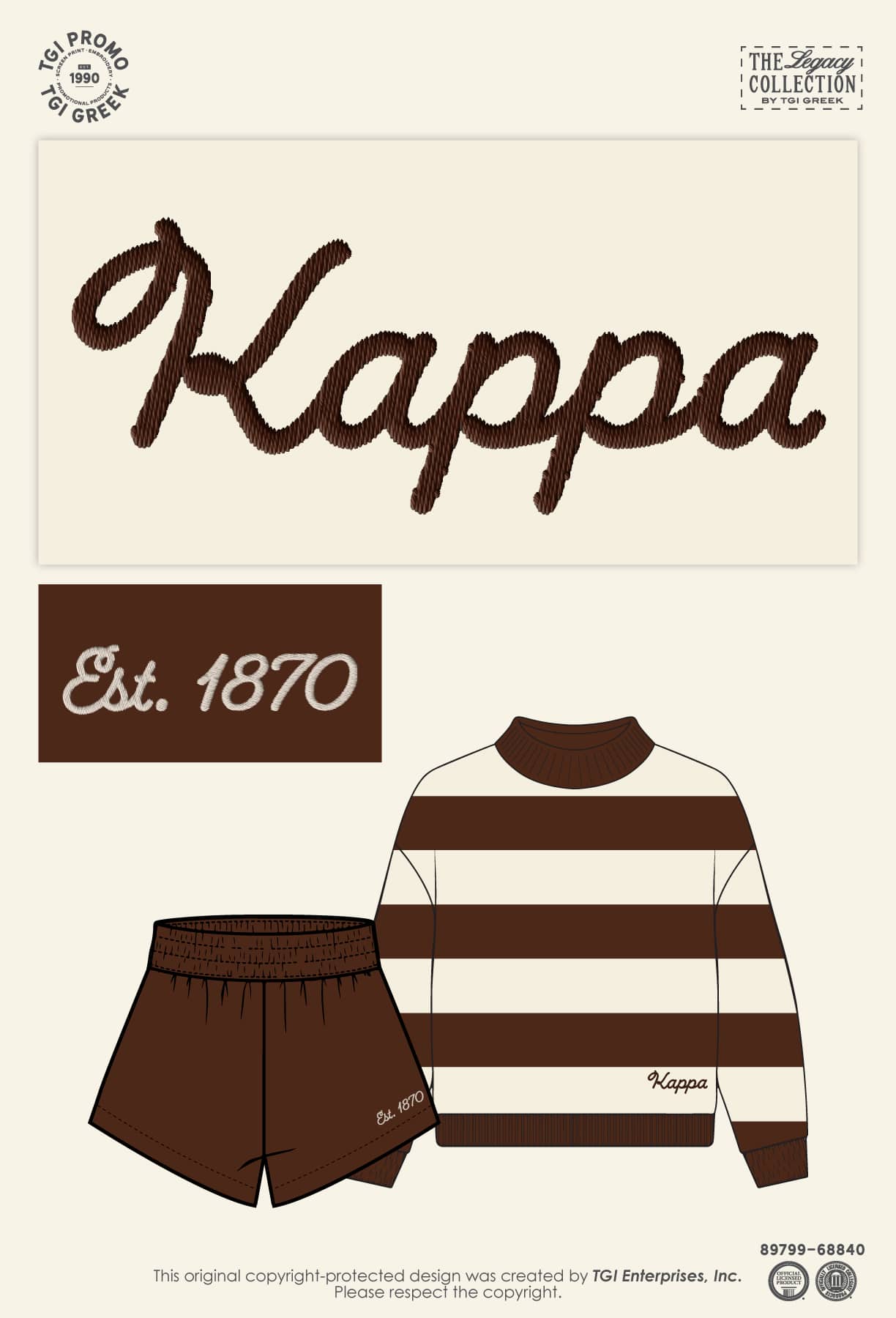 Kappa Kappa Gamma – TGI Greek Brown Stripe Mockneck