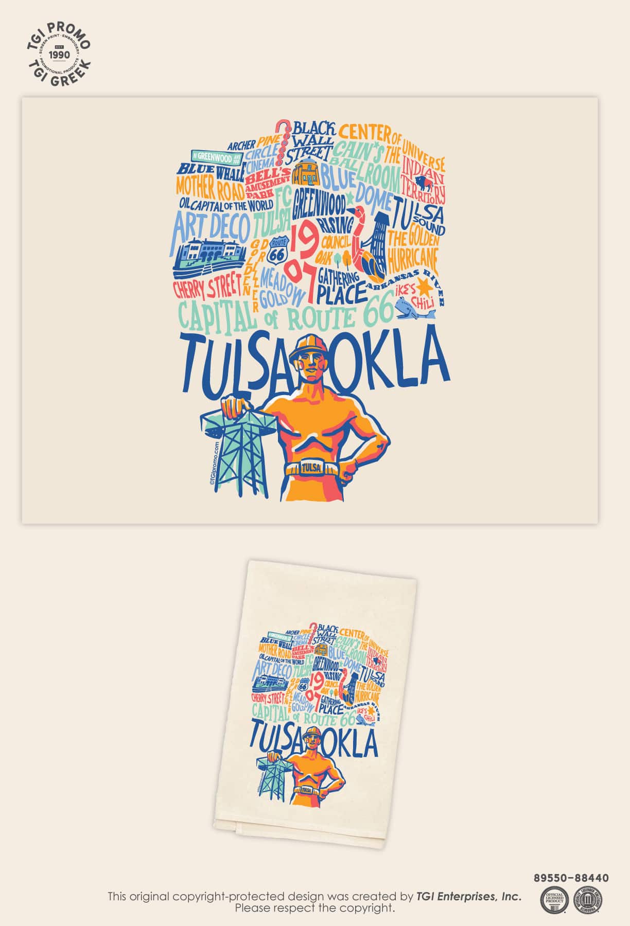 TGI Promo – Cap Cruise Party Zone Tulsa Iconic Tea Towel