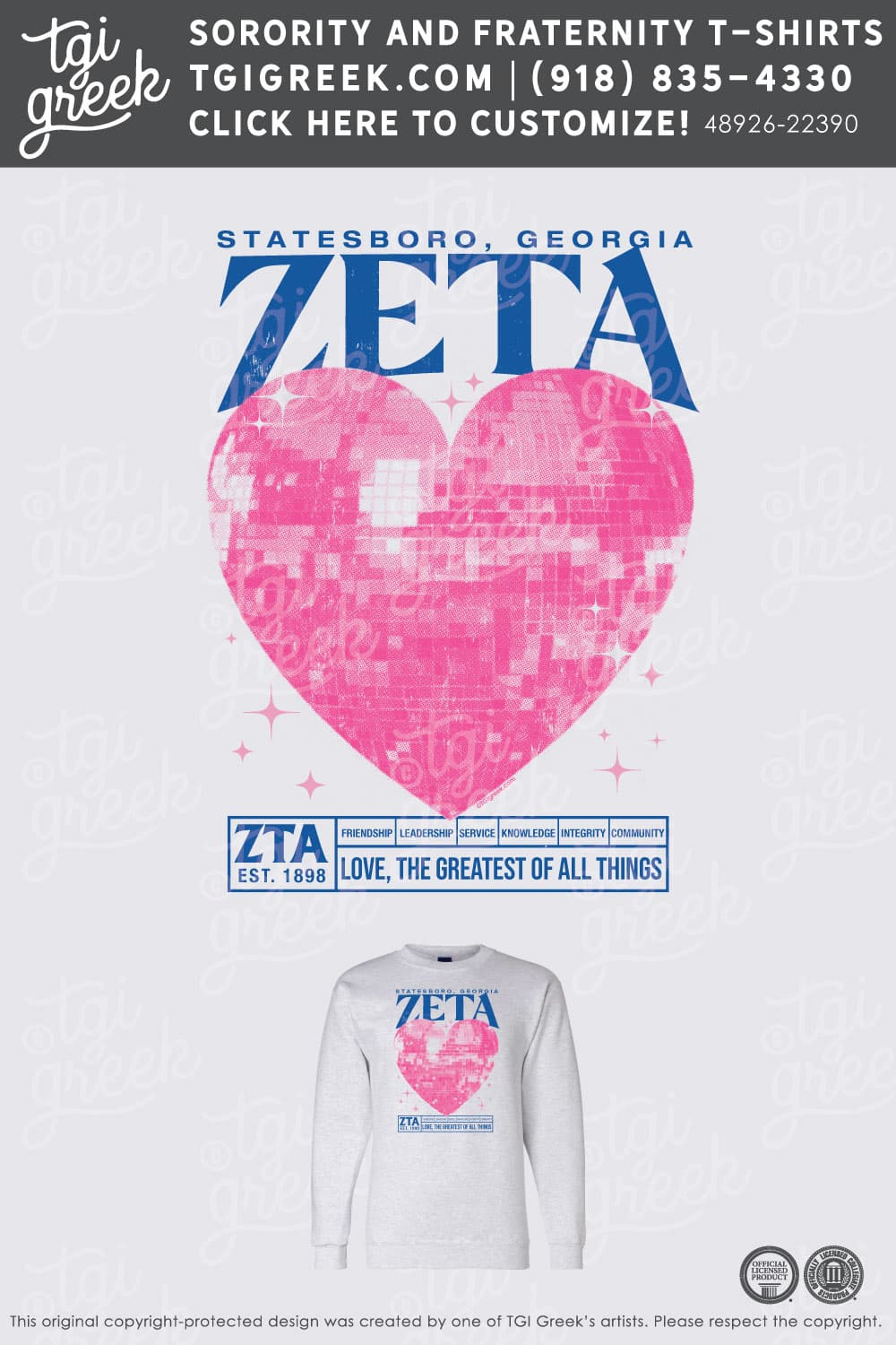 Zeta Tau Alpha – GSU Heart Sweatshirt