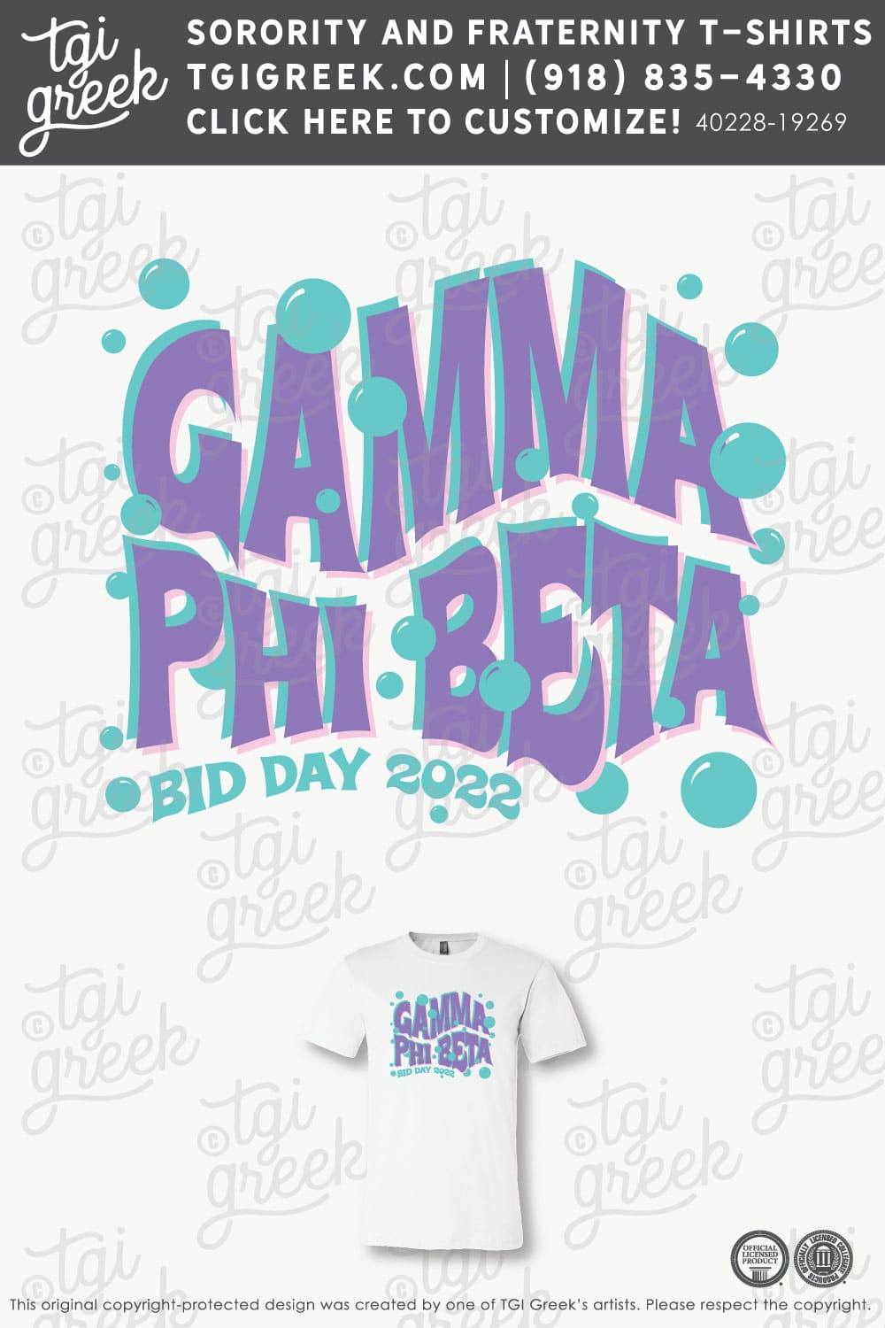 Gamma Phi Beta – JU Bid Day Letter Bubbles