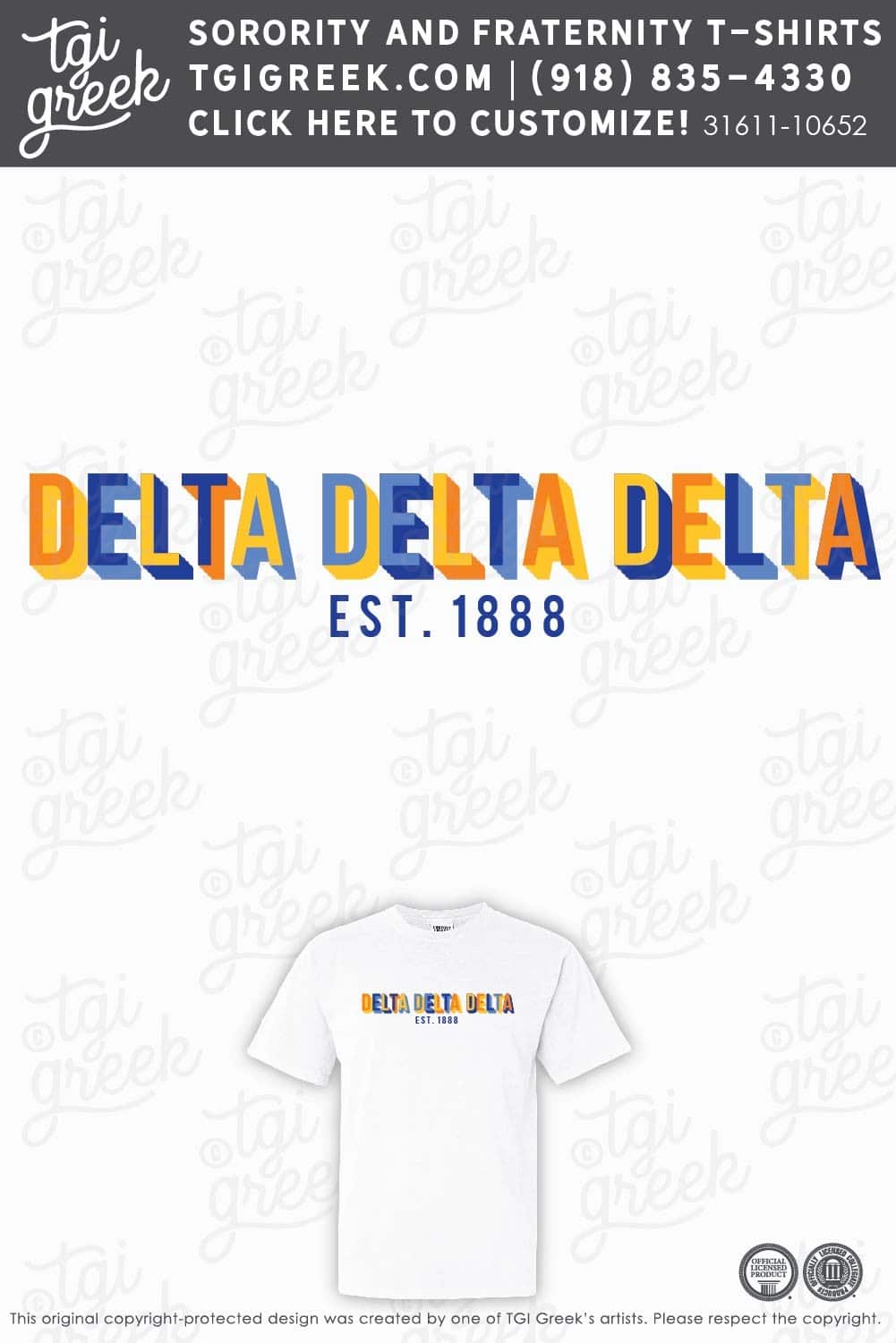 TGI – Delta Delta Delta Block Text