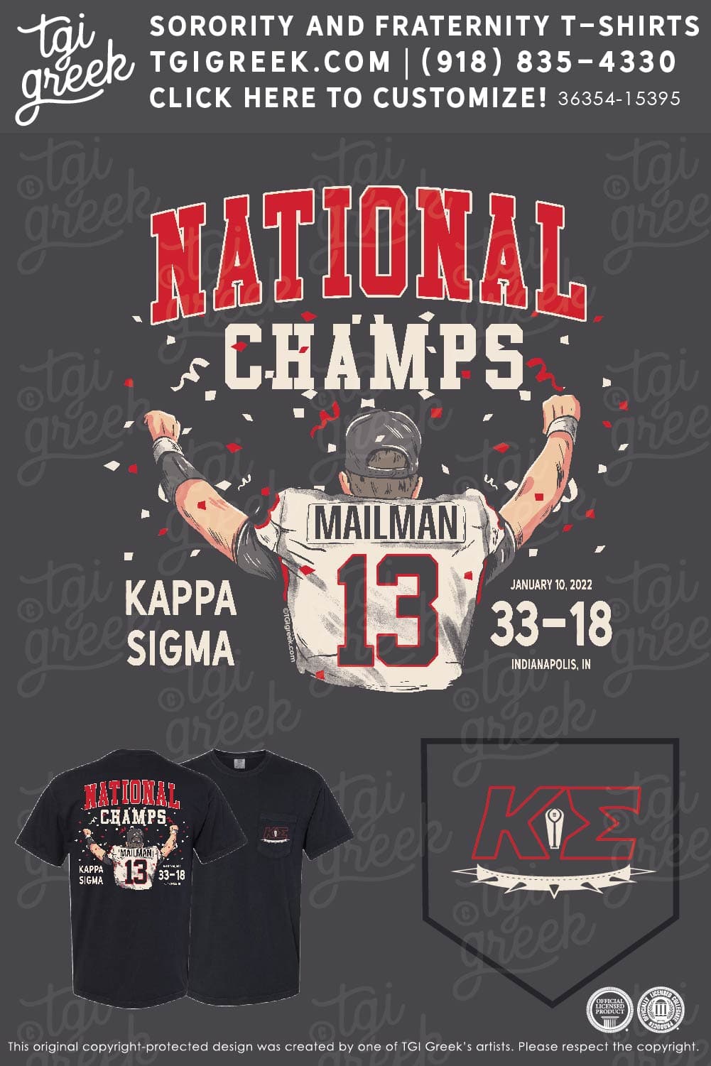 Kappa Sigma – UGA National Championship – Red Logo