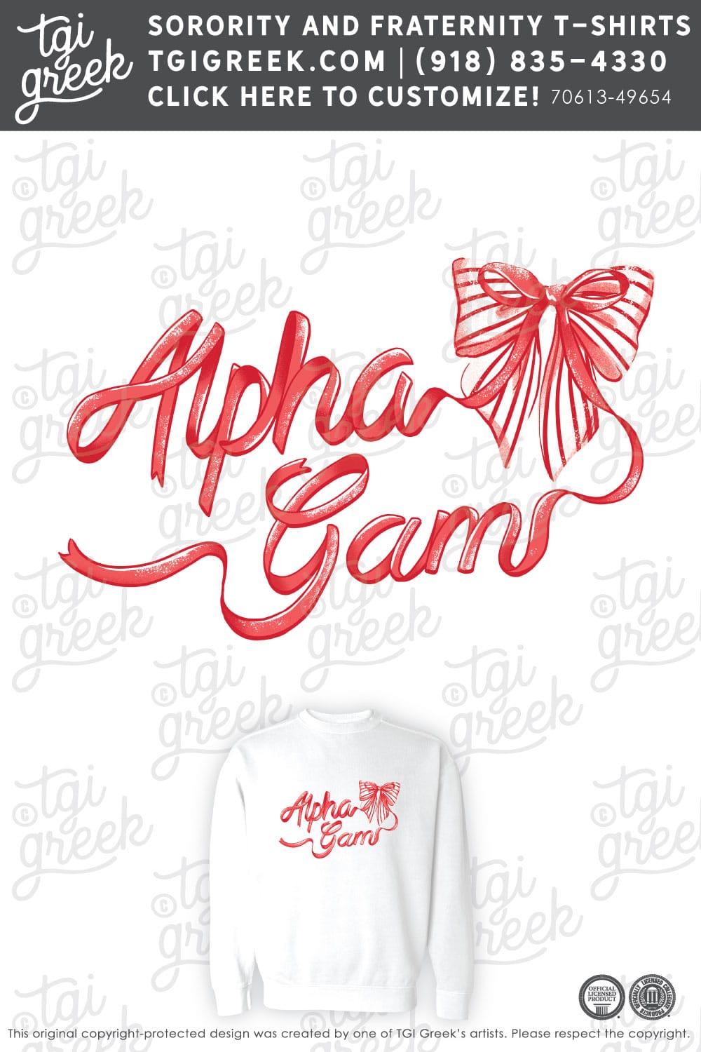 TGI – Alpha Gamma Delta Candy Cane Bow