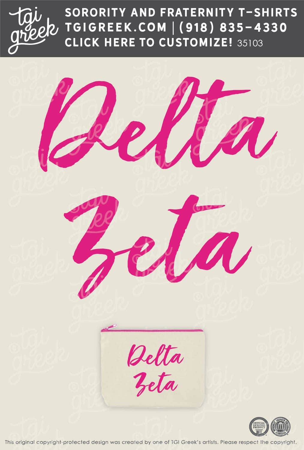 Delta Zeta – AUB Bid Day Cosmetic Bag