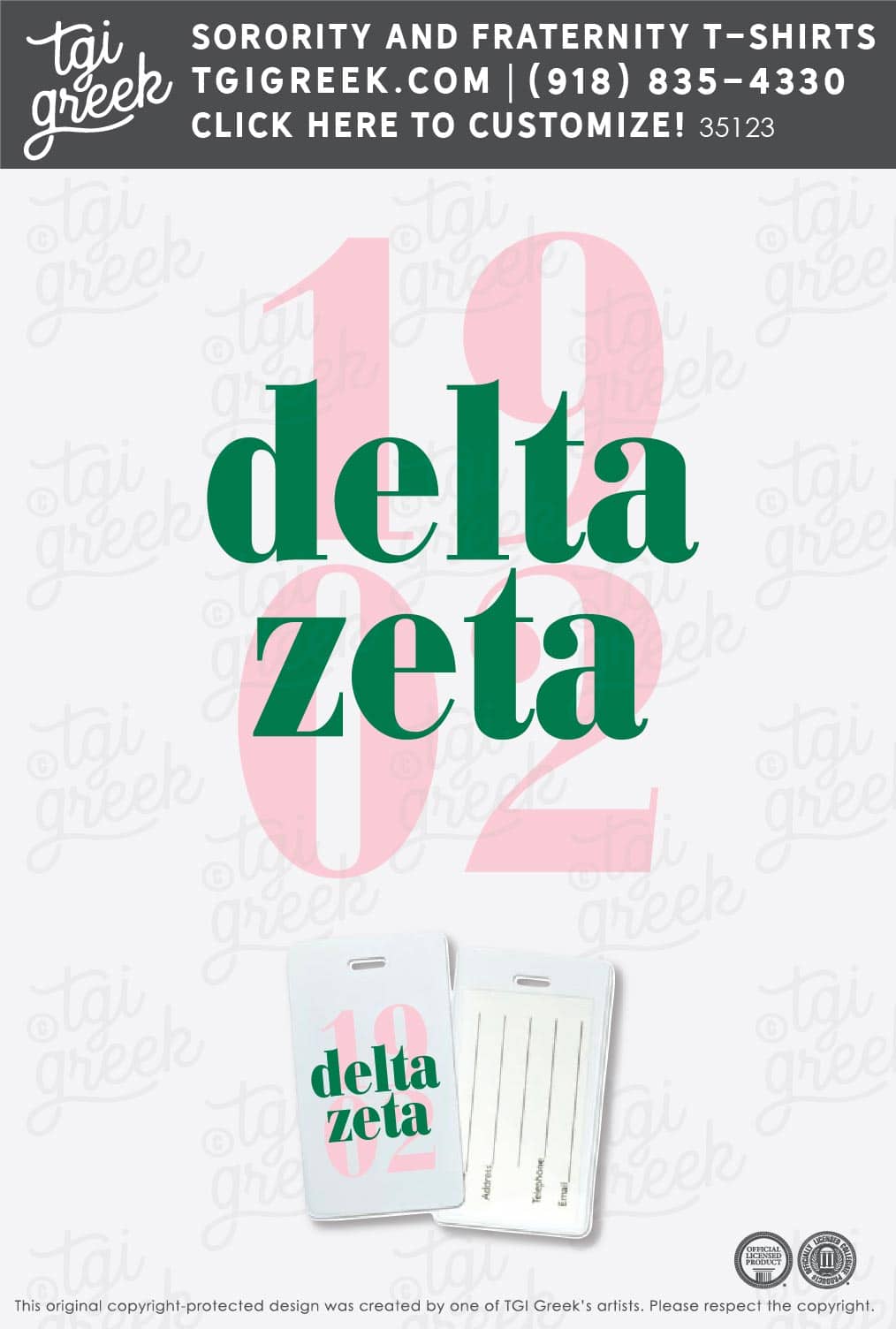 Delta Zeta – AUBU Bid Day Luggage Tag