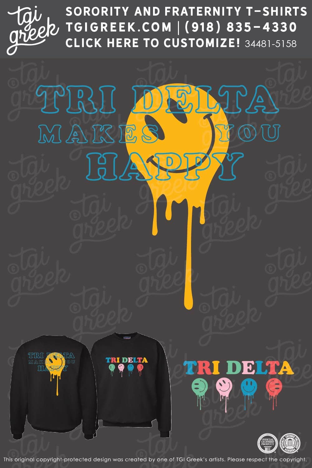 Delta Delta Delta – OU Winter Smiley Crewneck