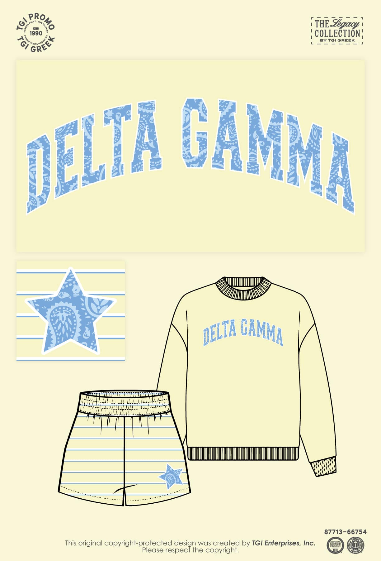 Delta Gamma – TGI Stripe Paisley Pattern Set