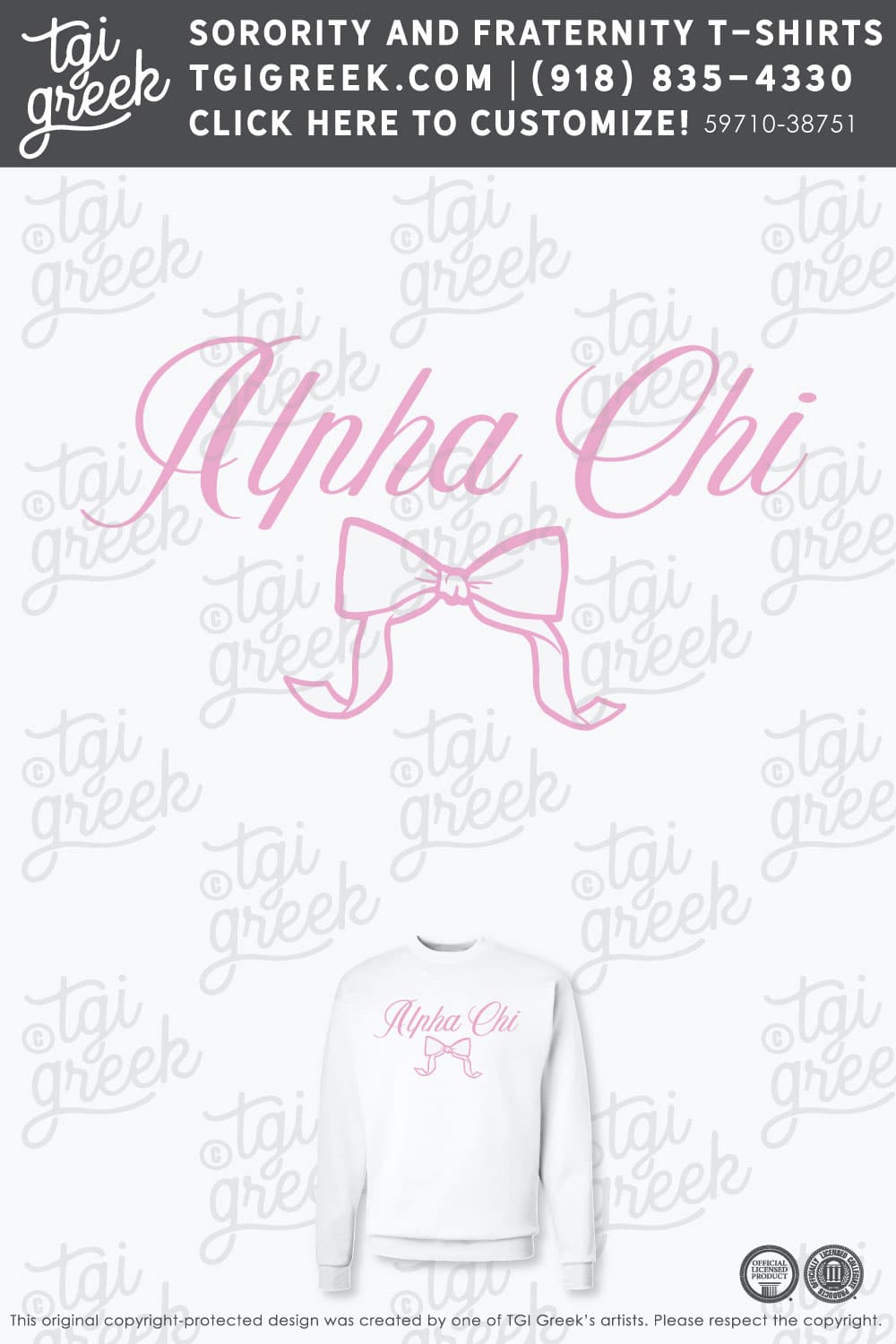 Alpha Chi Omega OU Bow Crewneck – Classic Edition