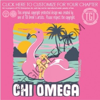 TGI-Chi Omega swan Floatie Dog