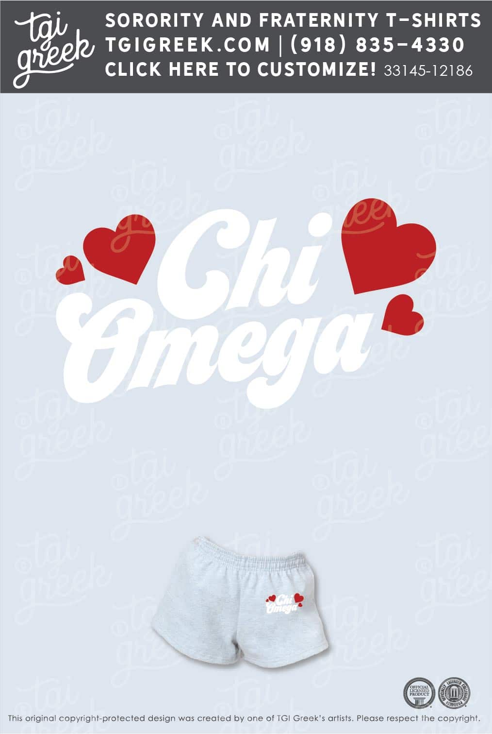 Chi Omega – KU Heart Shorts Set
