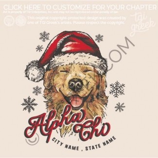 Alpha Chi Omega – santa Golden Retriever