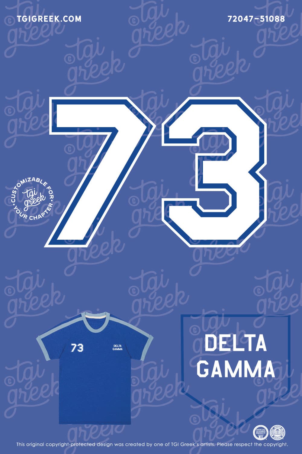 TGI Stock Designs – Delta Gamma Athletic Jersey PR