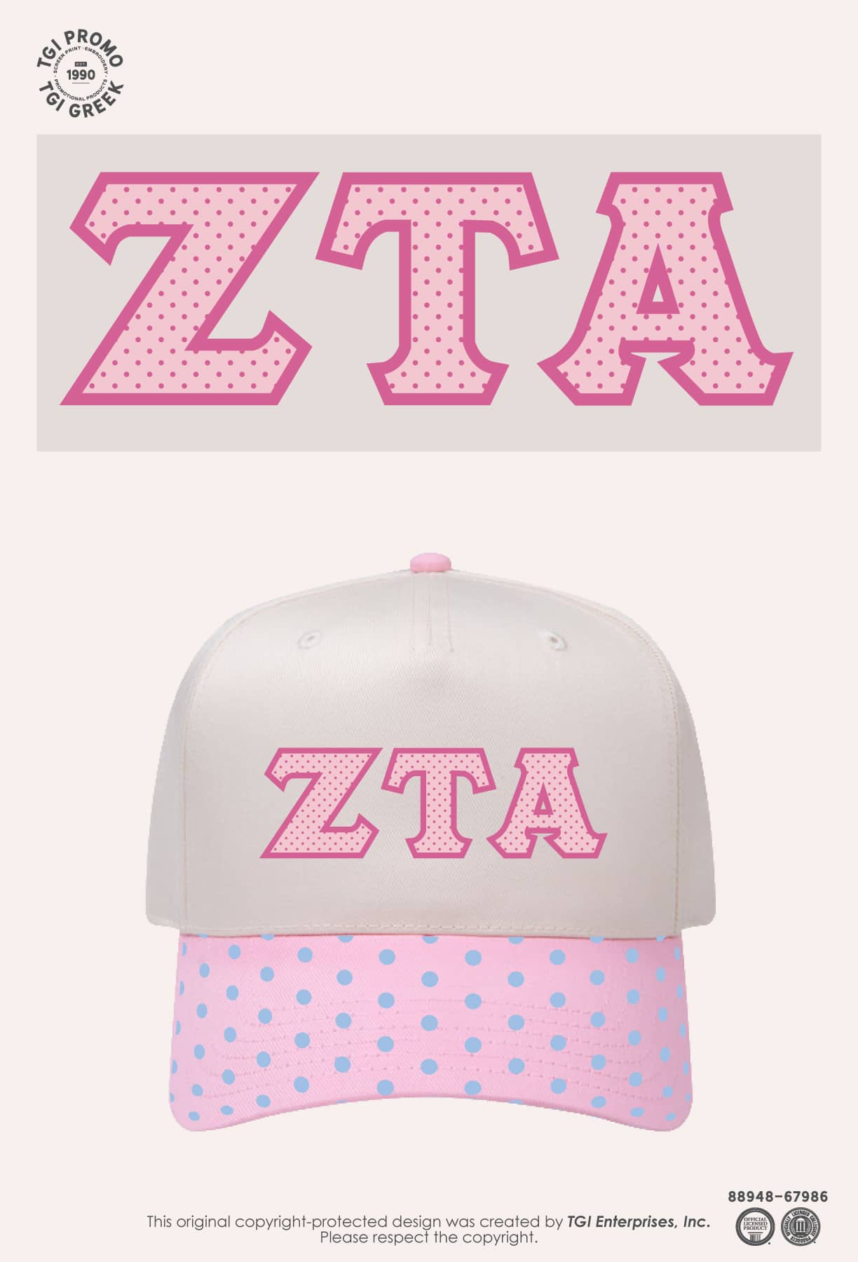 Zeta Tau Alpha – TGI Greek Polka Dot Hat