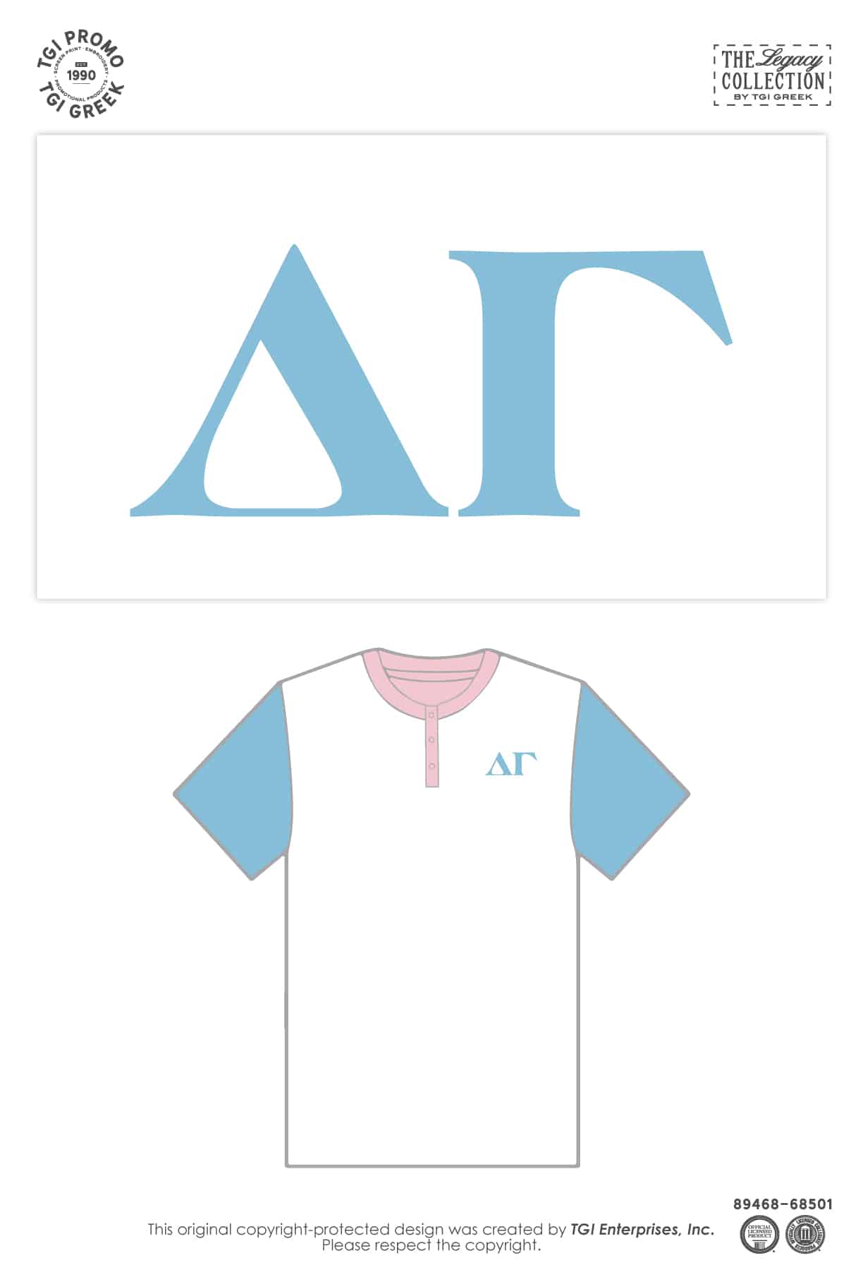 Delta Gamma – TGI Greek Branded Color Block Henley