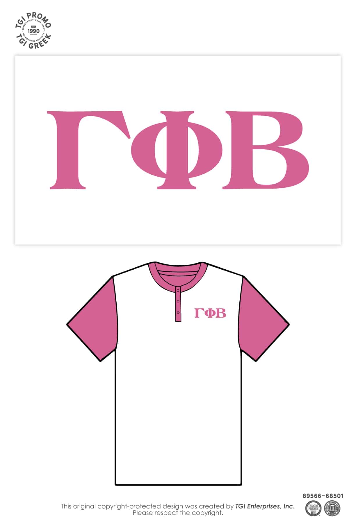 Gamma Phi Beta – TGI Greek Branded Color Block Henley