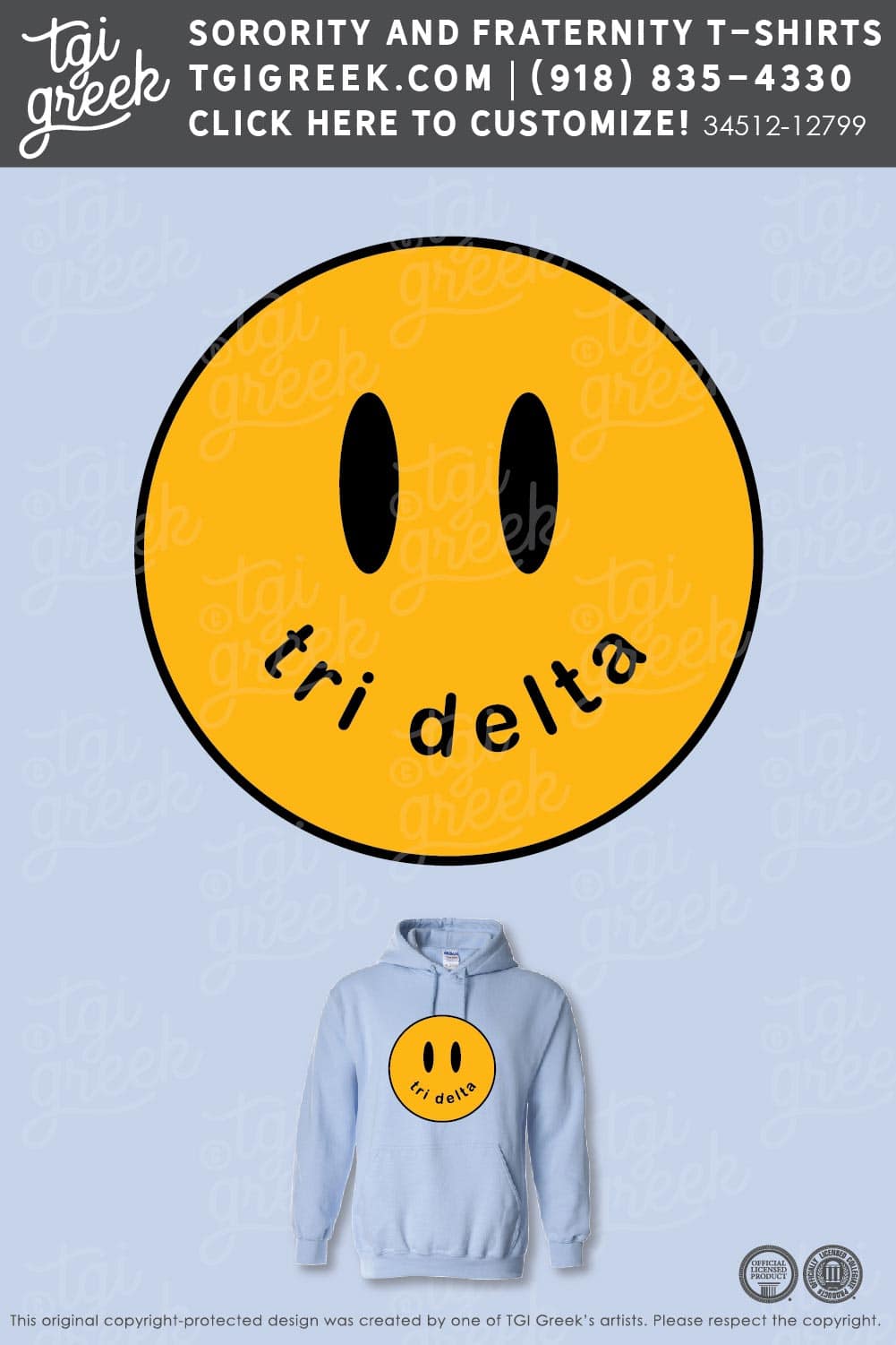 Delta Delta Delta – OU Winter PR Smiley Hoodie