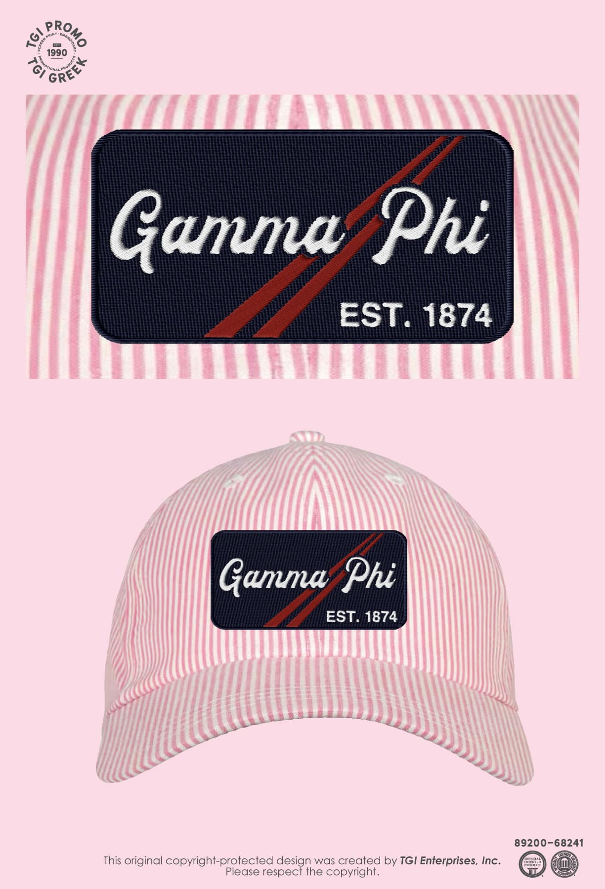 Gamma Phi Beta – TGI Greek Striped Hat